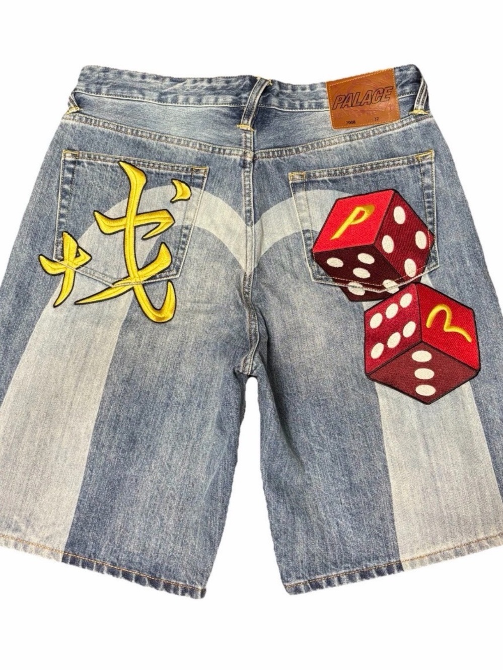Palace Evisu Long Selvedge Denim Shorts Jorts Dice Embroidered Graphic Mens 32